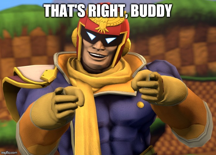 Captain Falcon | THAT'S RIGHT, BUDDY | image tagged in captain falcon | made w/ Imgflip meme maker