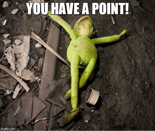 Kermit Dead | YOU HAVE A POINT! | image tagged in kermit dead | made w/ Imgflip meme maker