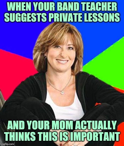 Sheltering Suburban Mom | WHEN YOUR BAND TEACHER SUGGESTS PRIVATE LESSONS; AND YOUR MOM ACTUALLY THINKS THIS IS IMPORTANT | image tagged in memes,sheltering suburban mom | made w/ Imgflip meme maker