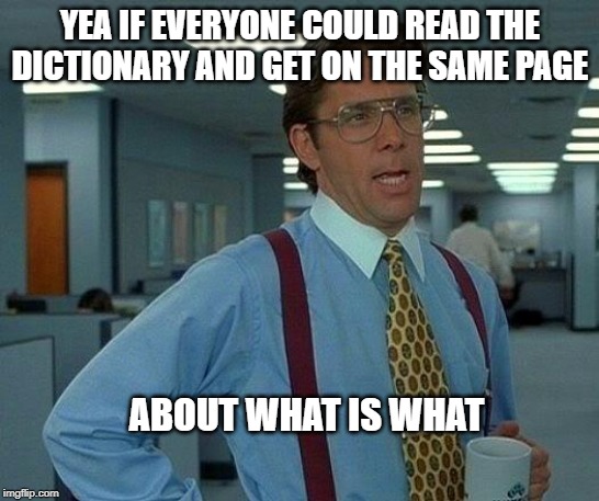 That Would Be Great Meme | YEA IF EVERYONE COULD READ THE DICTIONARY AND GET ON THE SAME PAGE ABOUT WHAT IS WHAT | image tagged in memes,that would be great | made w/ Imgflip meme maker