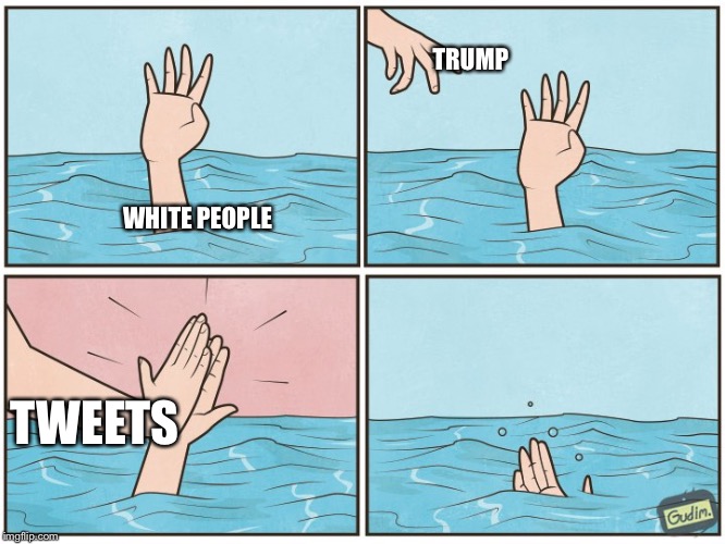 High five drown | TRUMP; WHITE PEOPLE; TWEETS | image tagged in high five drown | made w/ Imgflip meme maker