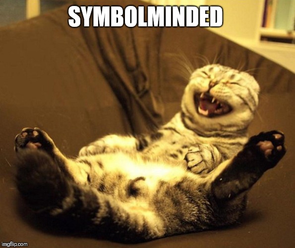 laughing cat | SYMBOLMINDED | image tagged in laughing cat | made w/ Imgflip meme maker
