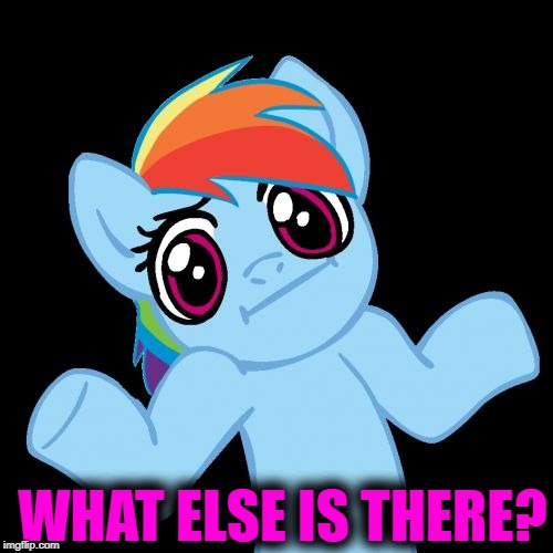 Pony Shrugs Meme | WHAT ELSE IS THERE? | image tagged in memes,pony shrugs | made w/ Imgflip meme maker