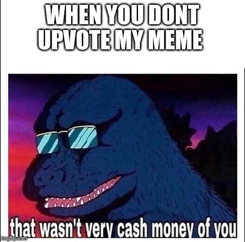 That wasn’t very cash money | WHEN YOU DONT UPVOTE MY MEME | image tagged in that wasnt very cash money | made w/ Imgflip meme maker