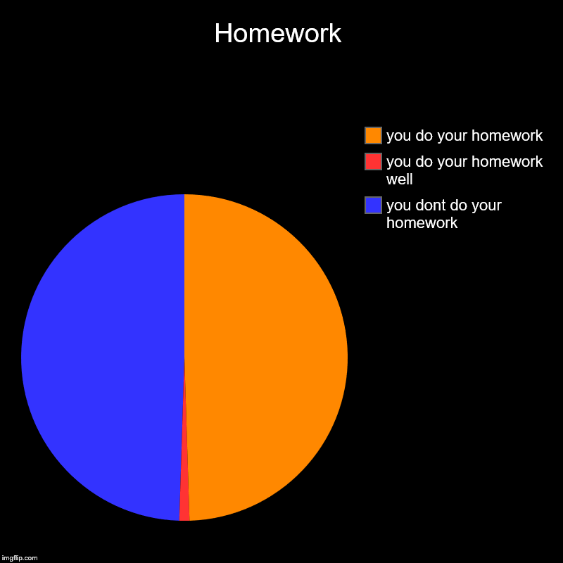 Homework | you dont do your homework, you do your homework well, you do your homework | image tagged in charts,pie charts | made w/ Imgflip chart maker