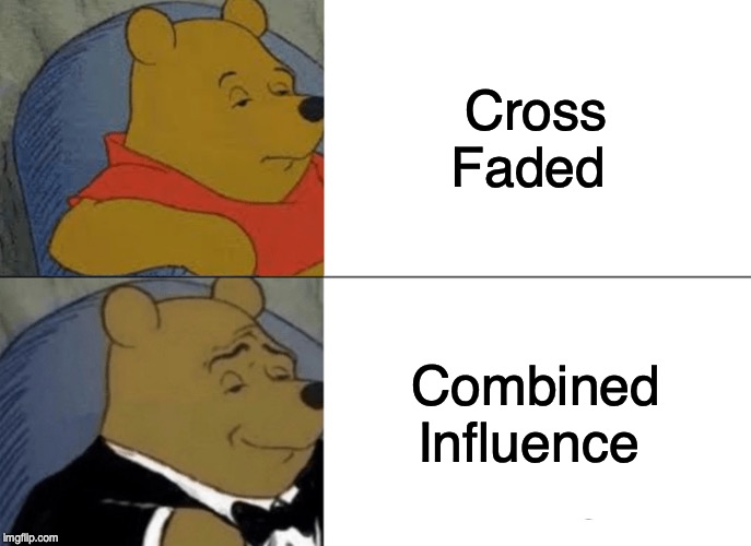 Tuxedo Winnie The Pooh Meme | Cross Faded; Combined Influence | image tagged in memes,tuxedo winnie the pooh | made w/ Imgflip meme maker