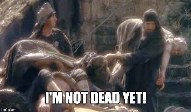 I'm not dead yet | I'M NOT DEAD YET! | image tagged in i'm not dead yet | made w/ Imgflip meme maker