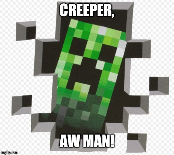 Minecraft Creeper | CREEPER, AW MAN! | image tagged in minecraft creeper,minecraft,creeper,memes | made w/ Imgflip meme maker
