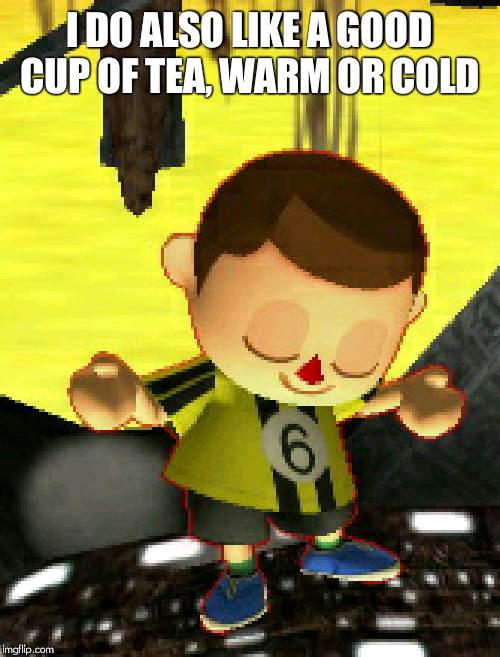 villager | I DO ALSO LIKE A GOOD CUP OF TEA, WARM OR COLD | image tagged in villager | made w/ Imgflip meme maker