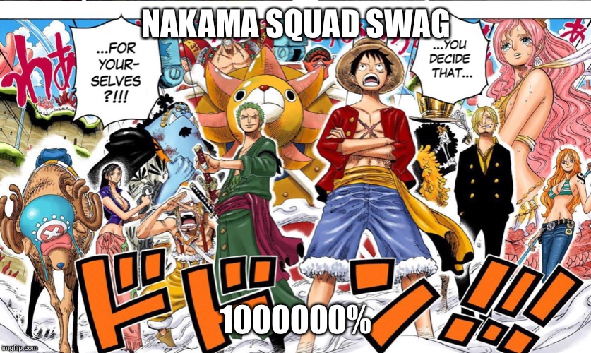 NAKAMA SQUAD SWAG; 1000000% | image tagged in one piece | made w/ Imgflip meme maker