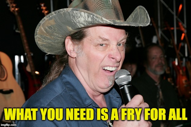 Ted Nugent | WHAT YOU NEED IS A FRY FOR ALL | image tagged in ted nugent | made w/ Imgflip meme maker
