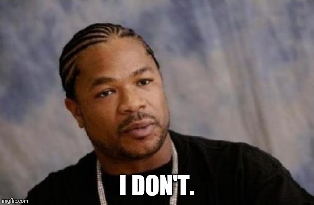 Serious Xzibit Meme | I DON'T. | image tagged in memes,serious xzibit | made w/ Imgflip meme maker