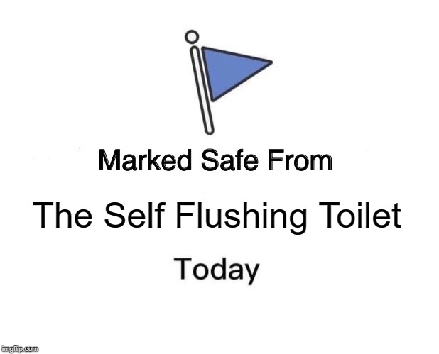 Marked Safe From Meme | The Self Flushing Toilet | image tagged in memes,marked safe from | made w/ Imgflip meme maker