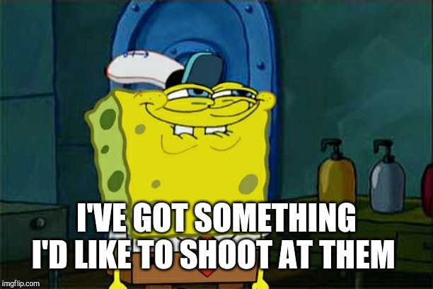Don't You Squidward Meme | I'VE GOT SOMETHING I'D LIKE TO SHOOT AT THEM | image tagged in memes,dont you squidward | made w/ Imgflip meme maker