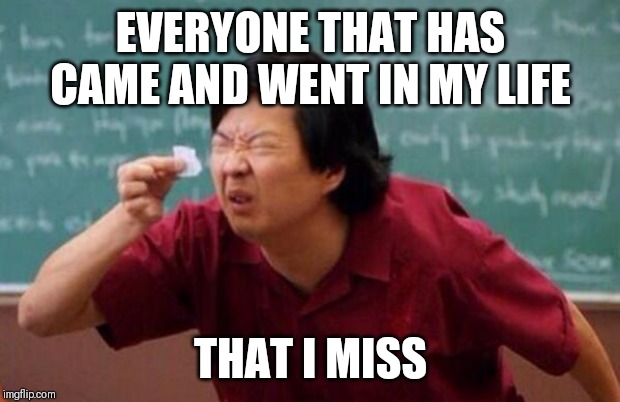 You will meet loads of people but only truley miss a small few | EVERYONE THAT HAS CAME AND WENT IN MY LIFE; THAT I MISS | image tagged in list of people i trust,memes,life lessons | made w/ Imgflip meme maker