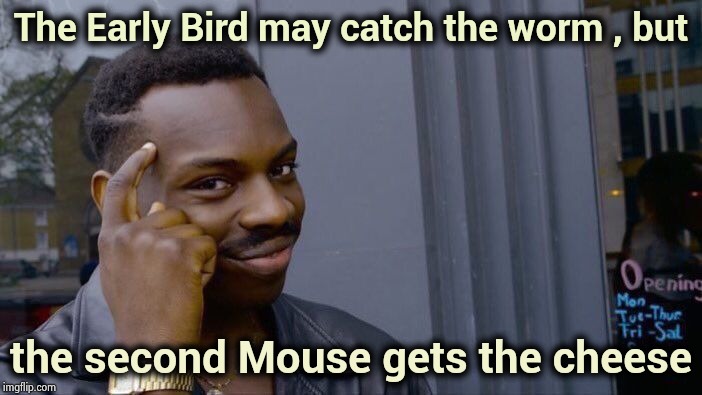 So good it's worth dying for | The Early Bird may catch the worm , but; the second Mouse gets the cheese | image tagged in memes,roll safe think about it,birds,mice,animals,food for thought | made w/ Imgflip meme maker