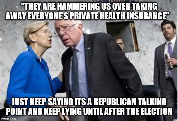 "THEY ARE HAMMERING US OVER TAKING AWAY EVERYONE'S PRIVATE HEALTH INSURANCE"; JUST KEEP SAYING ITS A REPUBLICAN TALKING POINT AND KEEP LYING UNTIL AFTER THE ELECTION | image tagged in democrat,presidential debate | made w/ Imgflip meme maker