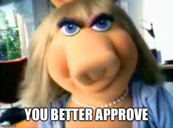 Mad Miss Piggy | YOU BETTER APPROVE | image tagged in mad miss piggy | made w/ Imgflip meme maker