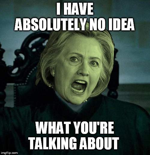 Voldemort Hillary Clinton | I HAVE ABSOLUTELY NO IDEA WHAT YOU'RE TALKING ABOUT | image tagged in voldemort hillary clinton | made w/ Imgflip meme maker