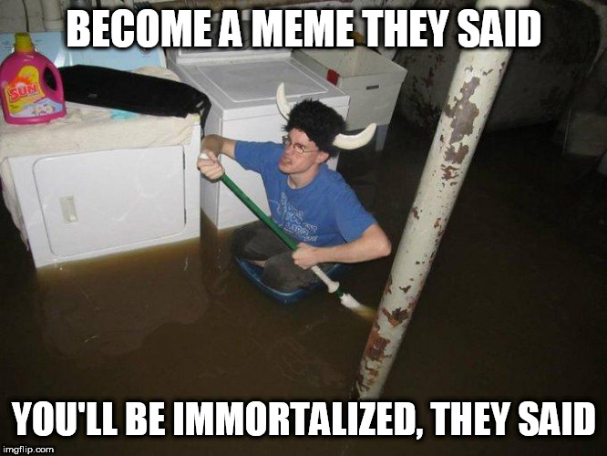 Laundry Viking | BECOME A MEME THEY SAID; YOU'LL BE IMMORTALIZED, THEY SAID | image tagged in memes,laundry viking,AdviceAnimals | made w/ Imgflip meme maker