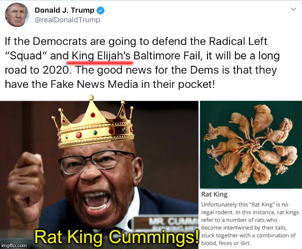 The most wretched of all rats, The Rat King! | _______; Rat King Cummings! | image tagged in elijah cummings,rat king,corruption,politics | made w/ Imgflip meme maker