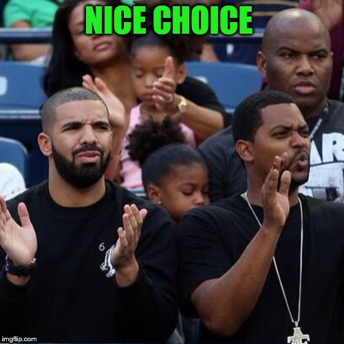 Drake Clapping | NICE CHOICE | image tagged in drake clapping | made w/ Imgflip meme maker