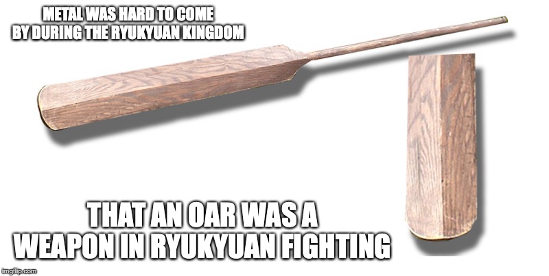 Eku Oar | METAL WAS HARD TO COME BY DURING THE RYUKYUAN KINGDOM; THAT AN OAR WAS A WEAPON IN RYUKYUAN FIGHTING | image tagged in oar,memes,eku | made w/ Imgflip meme maker