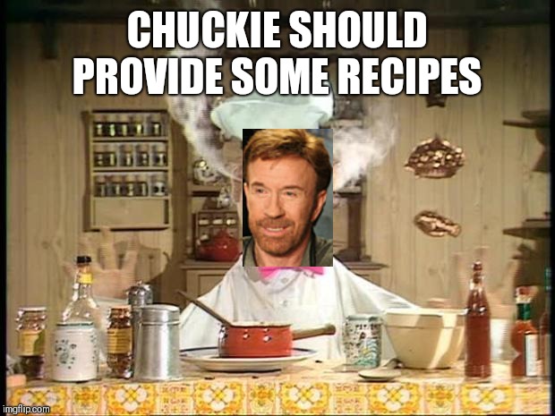 Swedish Chef Meme Sauce | CHUCKIE SHOULD PROVIDE SOME RECIPES | image tagged in swedish chef meme sauce | made w/ Imgflip meme maker