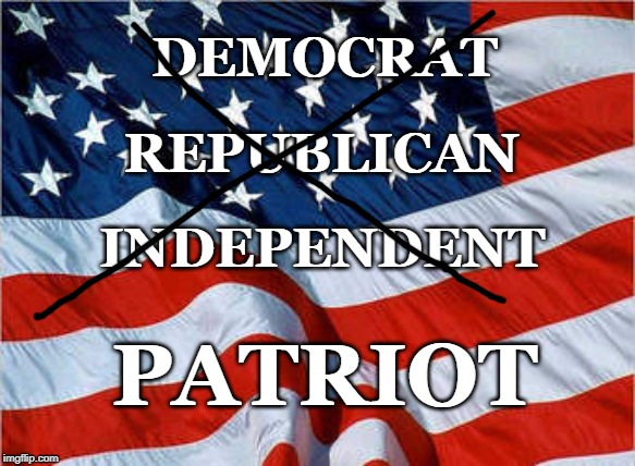 USA Flag | DEMOCRAT; REPUBLICAN; INDEPENDENT; PATRIOT | image tagged in usa flag,patriot,democrat,republican,independent,45 | made w/ Imgflip meme maker