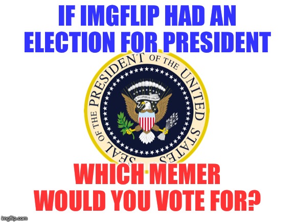 Blank White Template | IF IMGFLIP HAD AN ELECTION FOR PRESIDENT; WHICH MEMER WOULD YOU VOTE FOR? | image tagged in blank white template,imgflip,imgflip users,imgflip points,imgflip unite | made w/ Imgflip meme maker