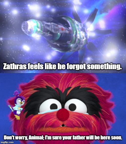Zathras always forgetting something. | Zathras feels like he forgot something. Don't worry, Animal; I'm sure your father will be here soon. | image tagged in babylon 5,the muppets | made w/ Imgflip meme maker
