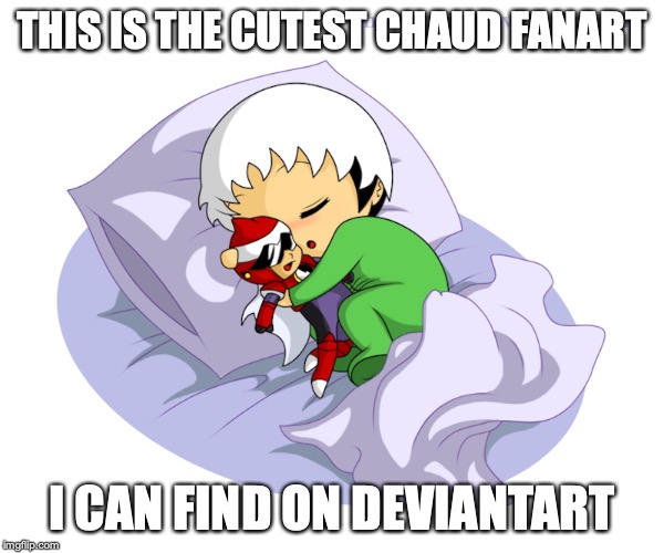 Baby Chaud With Protoman Plush | THIS IS THE CUTEST CHAUD FANART; I CAN FIND ON DEVIANTART | image tagged in eugene chaud,protoman,megaman,megaman nt warrior,memes | made w/ Imgflip meme maker