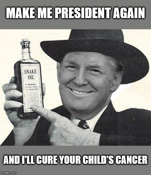 POS | MAKE ME PRESIDENT AGAIN; AND I'LL CURE YOUR CHILD'S CANCER | image tagged in crooked,donald trump,scumbag,impeach trump | made w/ Imgflip meme maker