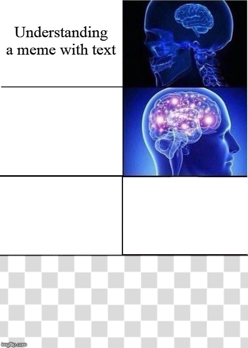 Expanding Brain | Understanding a meme with text | image tagged in memes,expanding brain | made w/ Imgflip meme maker