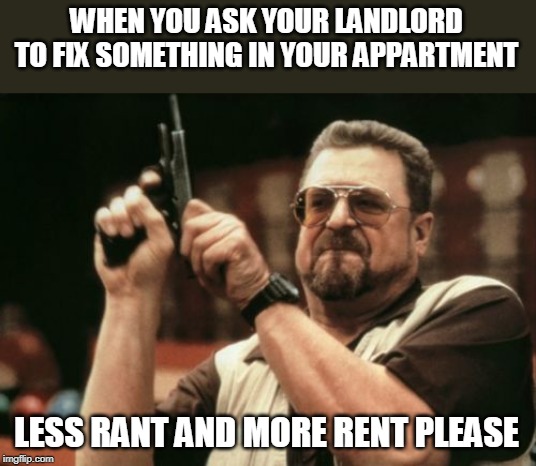 Am I The Only One Around Here | WHEN YOU ASK YOUR LANDLORD TO FIX SOMETHING IN YOUR APPARTMENT; LESS RANT AND MORE RENT PLEASE | image tagged in memes,am i the only one around here,money,rent,cockroach | made w/ Imgflip meme maker