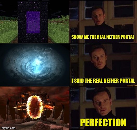Show Me The REAL Nether Portal | SHOW ME THE REAL NETHER PORTAL; I SAID THE REAL NETHER PORTAL; PERFECTION | image tagged in show me the real | made w/ Imgflip meme maker