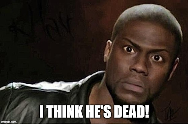 Kevin Hart Meme | I THINK HE'S DEAD! | image tagged in memes,kevin hart | made w/ Imgflip meme maker