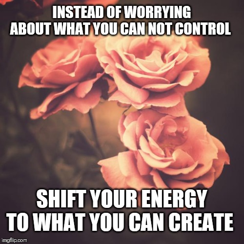 What can you create? | INSTEAD OF WORRYING ABOUT WHAT YOU CAN NOT CONTROL; SHIFT YOUR ENERGY TO WHAT YOU CAN CREATE | image tagged in beautiful vintage flowers | made w/ Imgflip meme maker