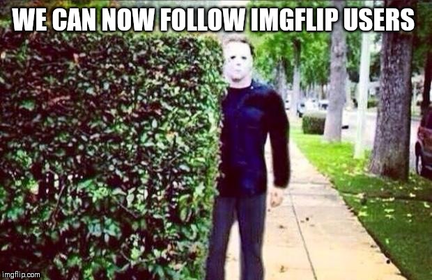Thanks mods, I was waiting for this :-) | WE CAN NOW FOLLOW IMGFLIP USERS | image tagged in stalker steve | made w/ Imgflip meme maker