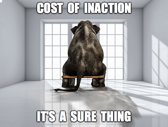 Full potential | COST  OF  INACTION; IT'S  A  SURE  THING | image tagged in full potential | made w/ Imgflip meme maker