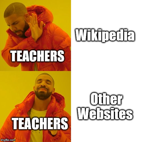 Drake Hotline Bling Meme | Wikipedia Other Websites TEACHERS TEACHERS | image tagged in memes,drake hotline bling | made w/ Imgflip meme maker