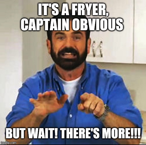 Billy Mays | IT'S A FRYER, CAPTAIN OBVIOUS BUT WAIT! THERE'S MORE!!! | image tagged in billy mays | made w/ Imgflip meme maker