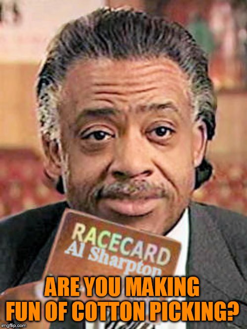 Al Sharpton Race Card  | ARE YOU MAKING FUN OF COTTON PICKING? | image tagged in al sharpton race card | made w/ Imgflip meme maker