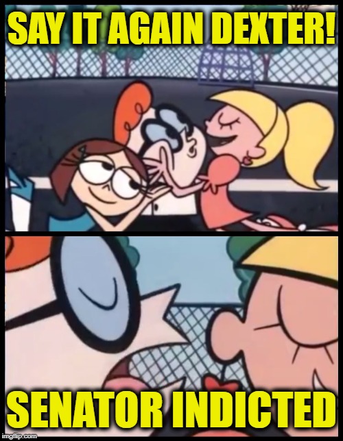 Say it Again, Dexter | SAY IT AGAIN DEXTER! SENATOR INDICTED | image tagged in memes,say it again dexter | made w/ Imgflip meme maker