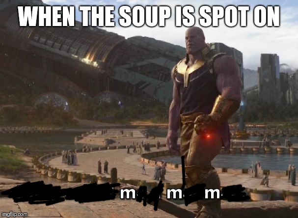Soup | WHEN THE SOUP IS SPOT ON | image tagged in thanos they called me a madman | made w/ Imgflip meme maker