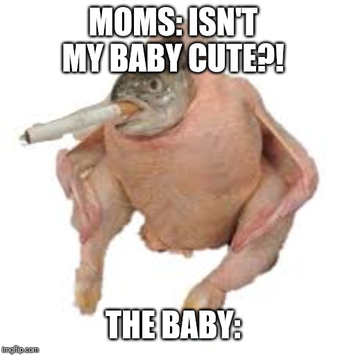 MOMS: ISN'T MY BABY CUTE?! THE BABY: | image tagged in funny | made w/ Imgflip meme maker