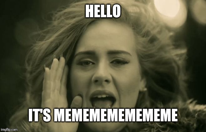Adele Hello | HELLO; IT'S MEMEMEMEMEMEME | image tagged in adele hello | made w/ Imgflip meme maker