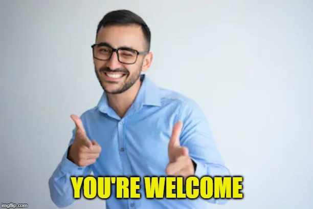Winky Point | YOU'RE WELCOME | image tagged in winky point | made w/ Imgflip meme maker