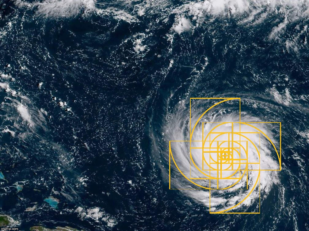A hurricane with the Golden Ratio. | image tagged in the golden ratio,nature,weather,hurricane,storm,geometry | made w/ Imgflip meme maker