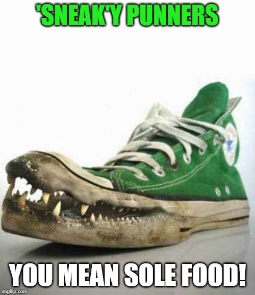 'SNEAK'Y PUNNERS YOU MEAN SOLE FOOD! | made w/ Imgflip meme maker
